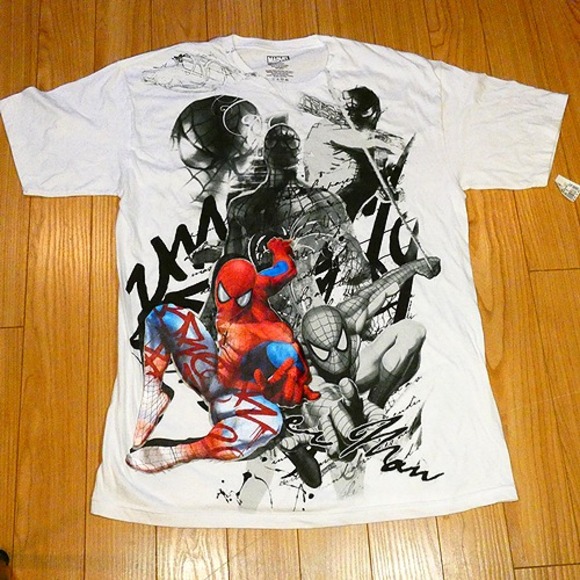 Marvel Other - RARE RARE Marvel Spiderman 2009 Re-Iron-On Graphic Print T Shirt Size Large NEW
